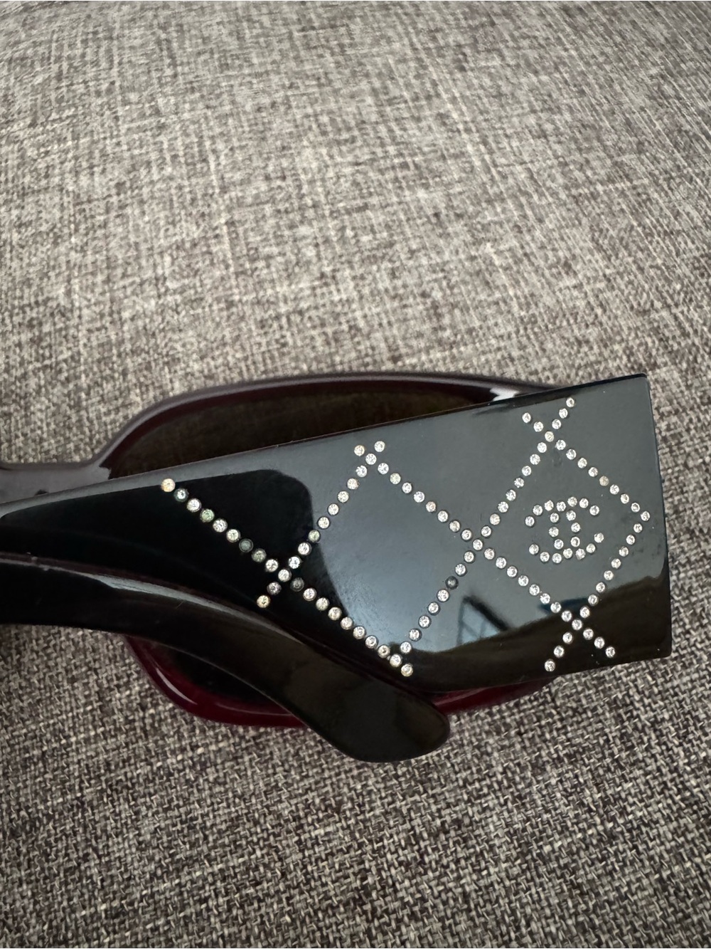 AUTHENTIC CHANEL Dark Burgundy Crystal-Studded Women's Sunglasses - Picture 5 of 9